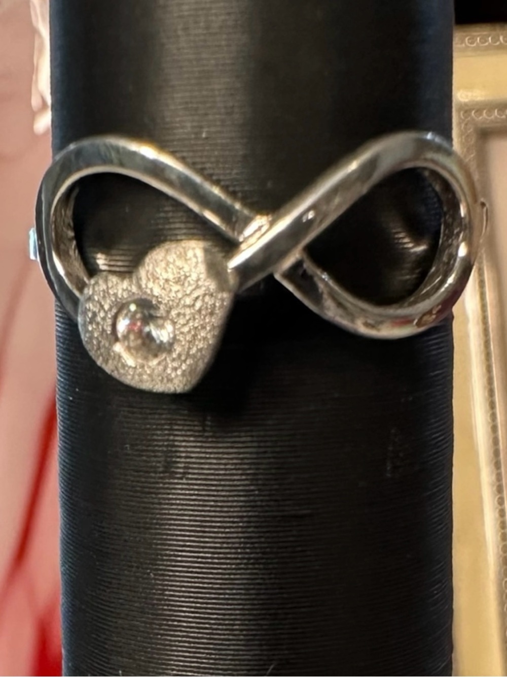 925 Sterling Silver Infinity Heart Ring w/ CZ Accent Size 6